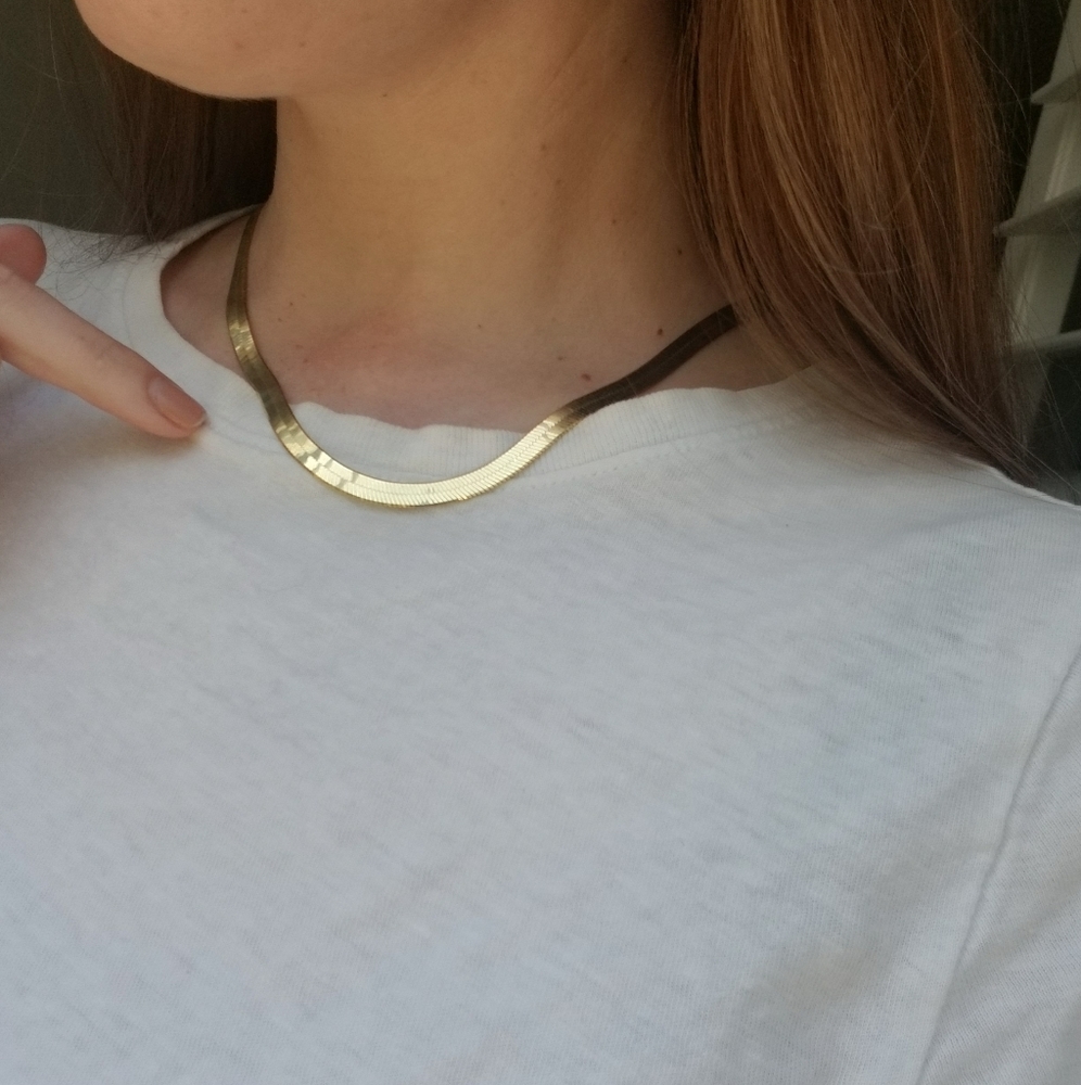 18' HERRINGBONE silver chain w/ 14k plate